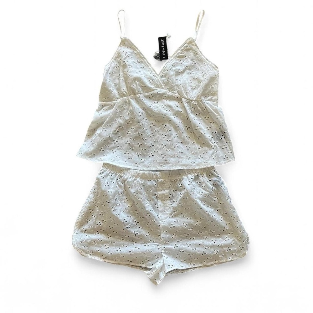 NWT New Look White Eyelet Cami & Shorts Set